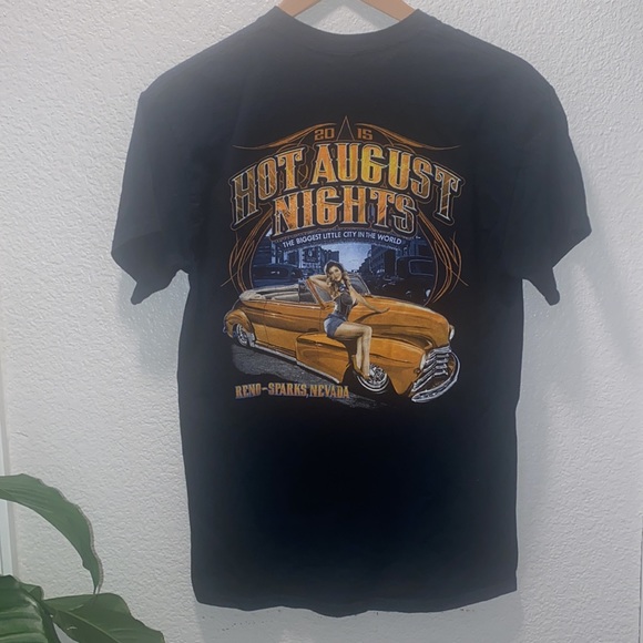 Gildan Hot August Nights Tee Black Orange Size M - Picture 5 of 6